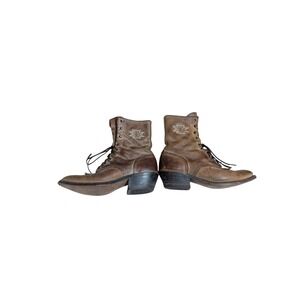 Abilene South Western Packer Boots Kiltie Leather Booties Shoes Size 6M